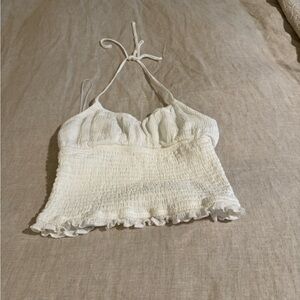 Garage White Smocked Halter Camisole